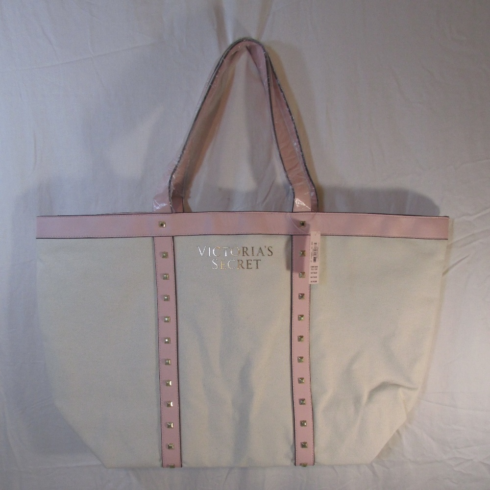 Victoria's Secret Canvas Tote Bag Studded NWT